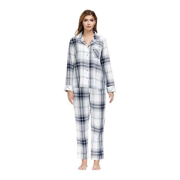 Women's cotton pajama set plaid pajama set