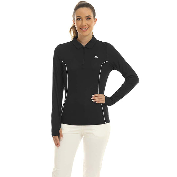 Womens Zipper Golf Shirts Long  Shirts UPF50+