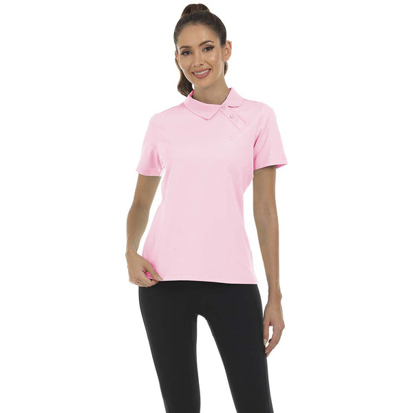 Womens Slanted Placket Lapel Buttons Golf Shirts